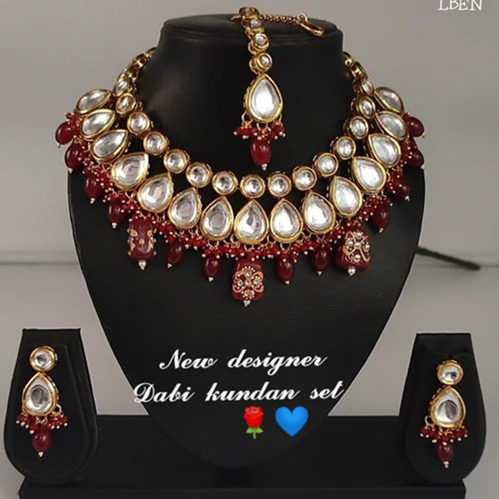 Heera Jewellers Gold Plated Kundan Stone Choker Necklace Set