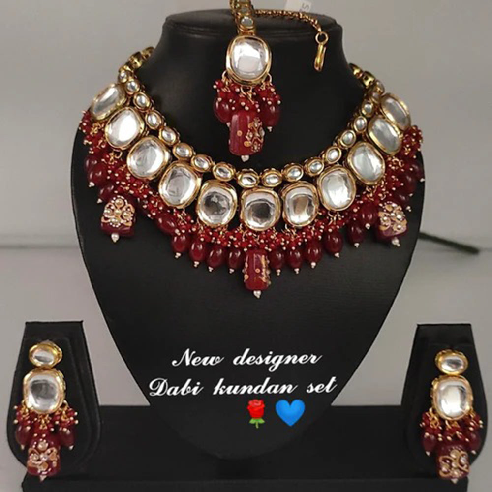 Heera Jewellers Gold Plated Kundan Stone Choker Necklace Set
