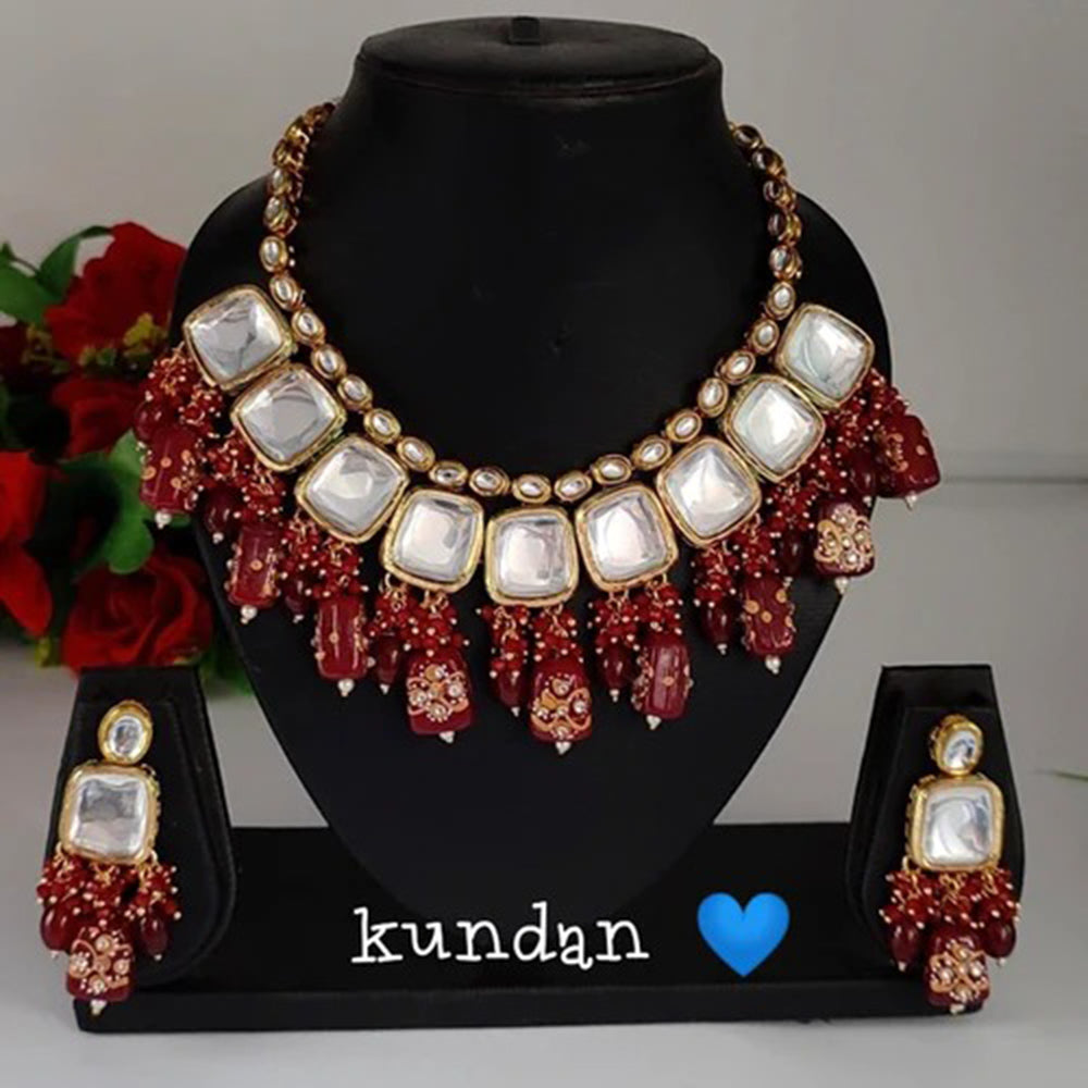 Heera Jewellers Gold Plated Kundan Stone Choker Necklace Set