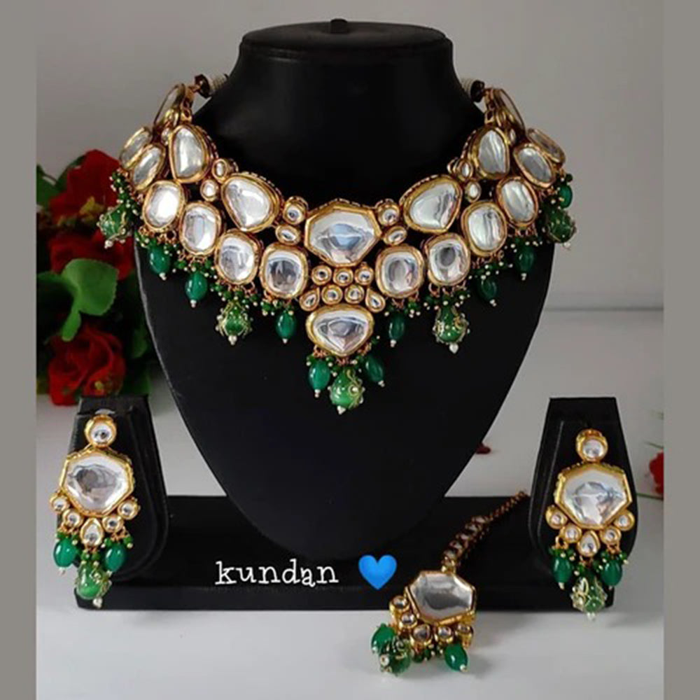 Heera Jewellers Gold Plated Kundan Stone Choker Necklace Set