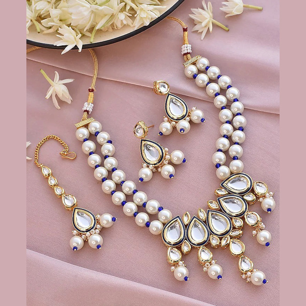 Heera Jewellers Gold Plated Kundan Stone Choker Necklace Set