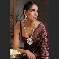 Heera Jewellers Gold Plated Kundan Stone Haram Necklace Set