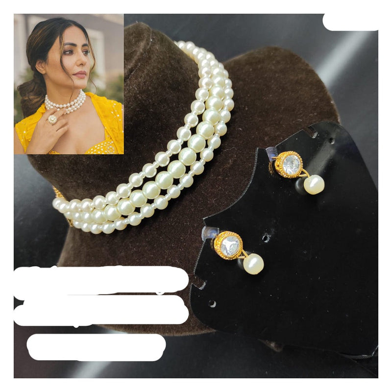 Gold Plated Pearl Drop Necklace Set – Estele