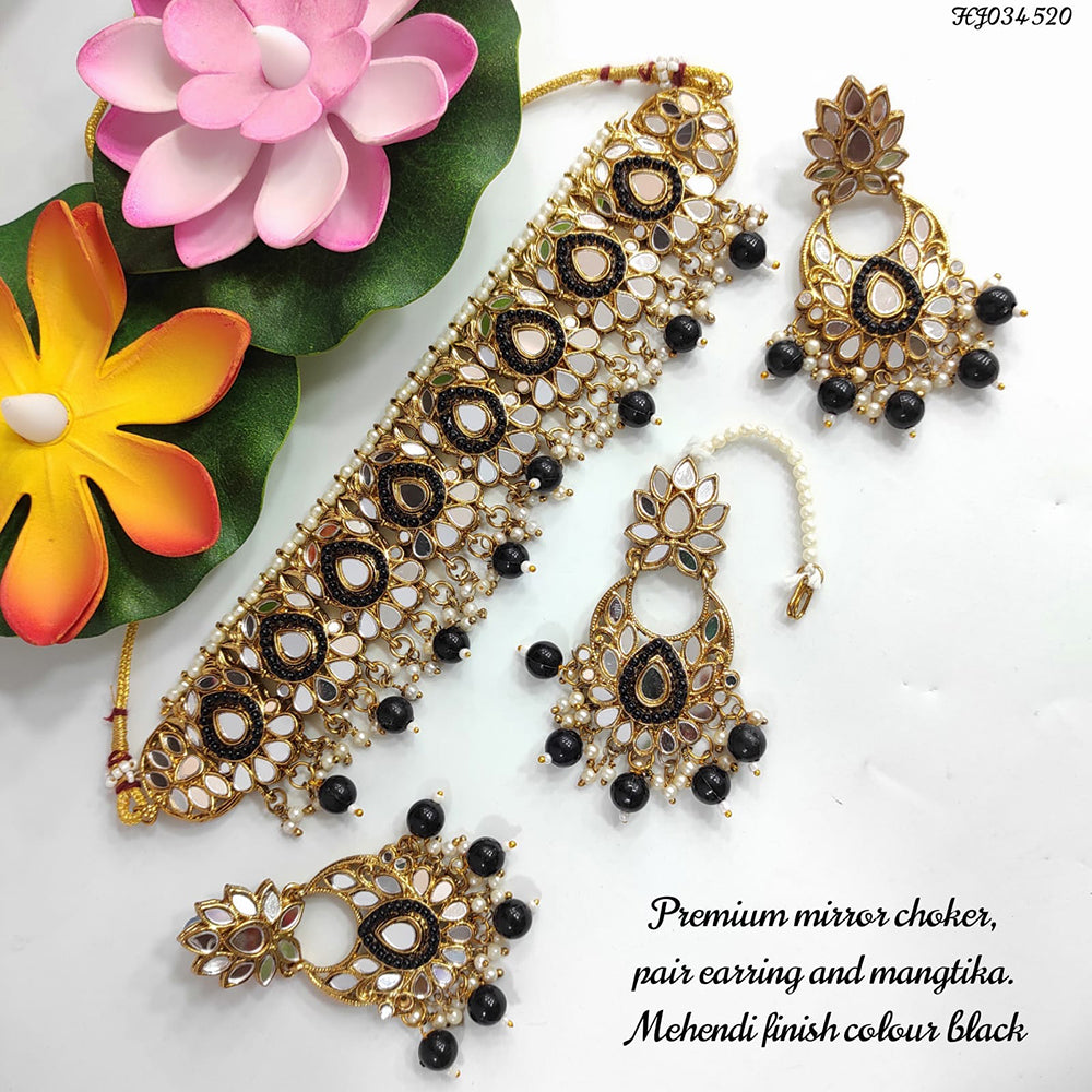 Heera Jewellers Gold Plated Mirror & Beads Necklace Set