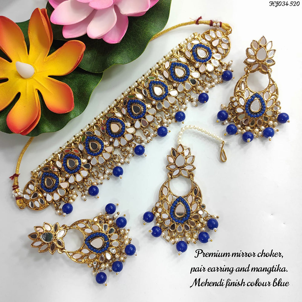 Heera Jewellers Gold Plated Mirror & Beads Necklace Set