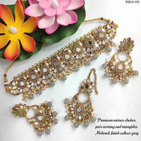 Heera Jewellers Gold Plated Mirror & Beads Necklace Set