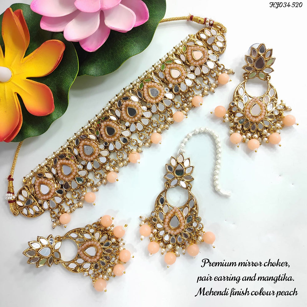 Heera Jewellers Gold Plated Mirror & Beads Necklace Set