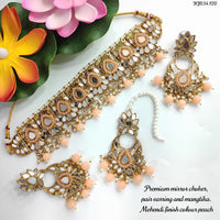 Heera Jewellers Gold Plated Mirror & Beads Necklace Set