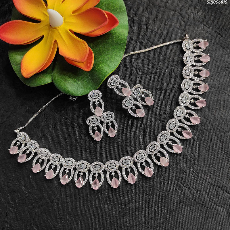 American Diamond Silver Wedding Necklace Earring set