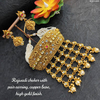 Heera Jewellers Gold Plated Kundan Stone Choker Necklace Set