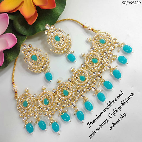 Heera Jewellers Gold Plated Kundan Stone Choker Necklace Set