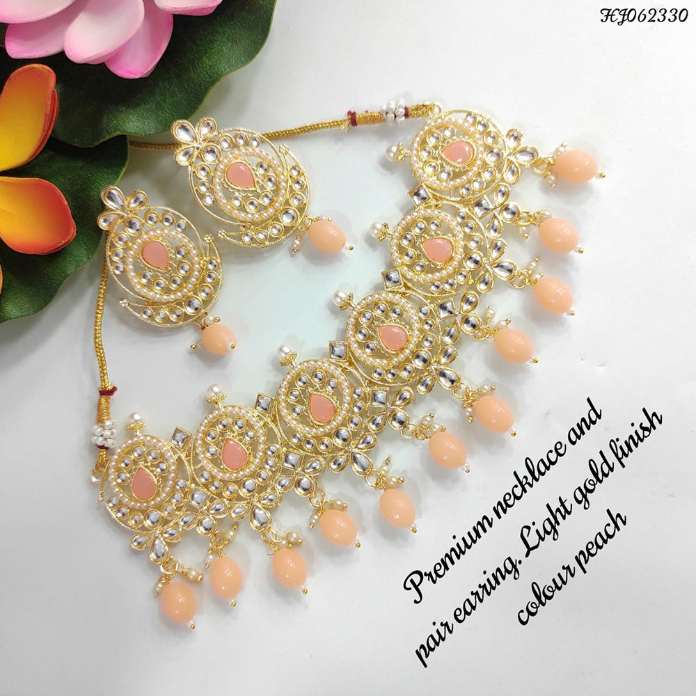 Heera Jewellers Gold Plated Kundan Stone Choker Necklace Set