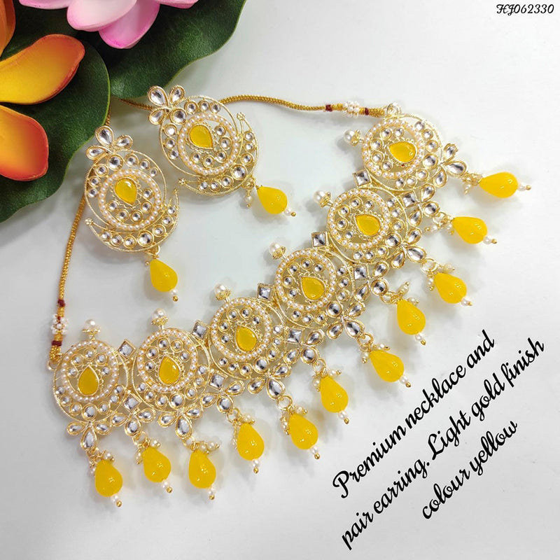 Heera Jewellers Gold Plated Kundan Stone Choker Necklace Set