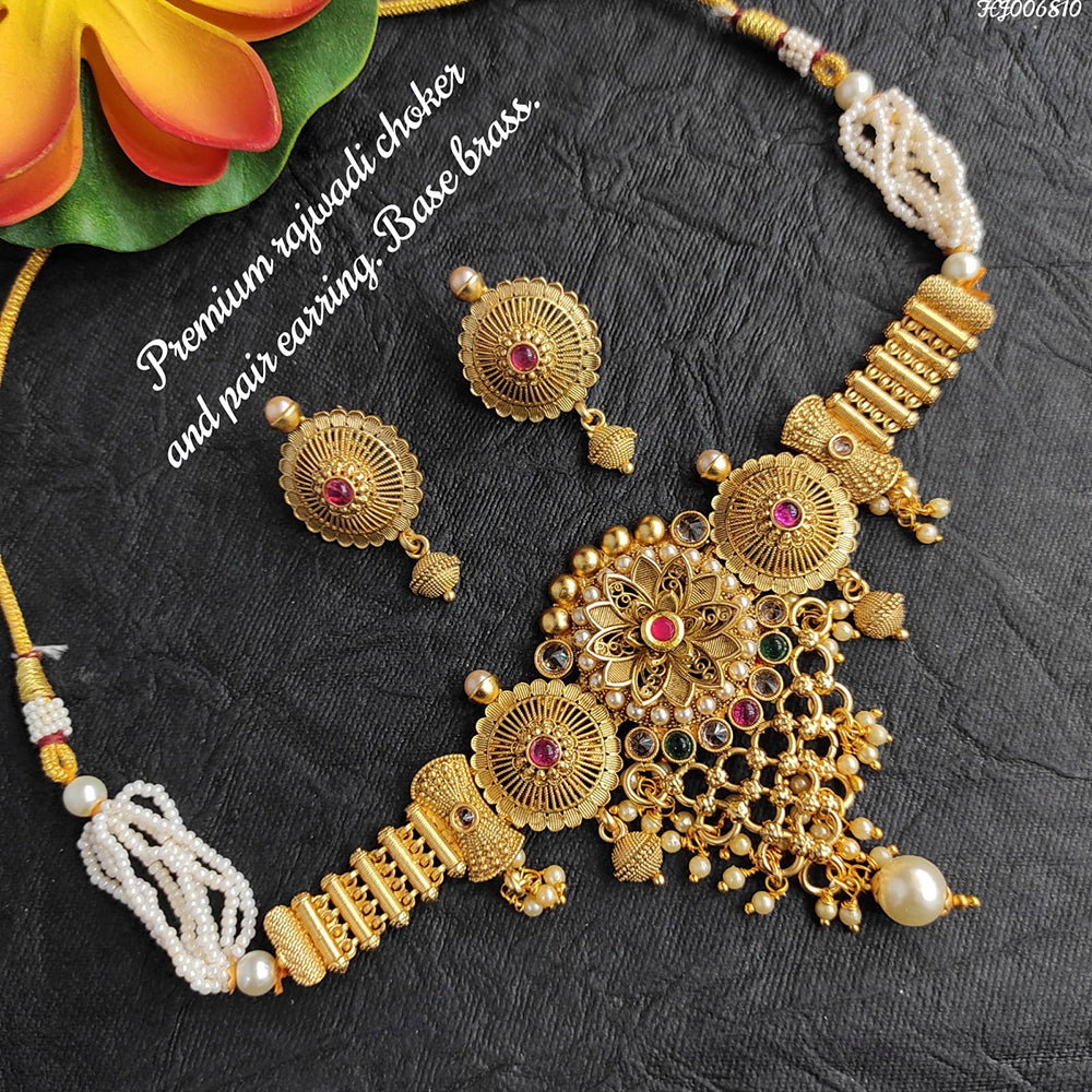 Heera Jewellers Crystal Stone Choker Necklace Set