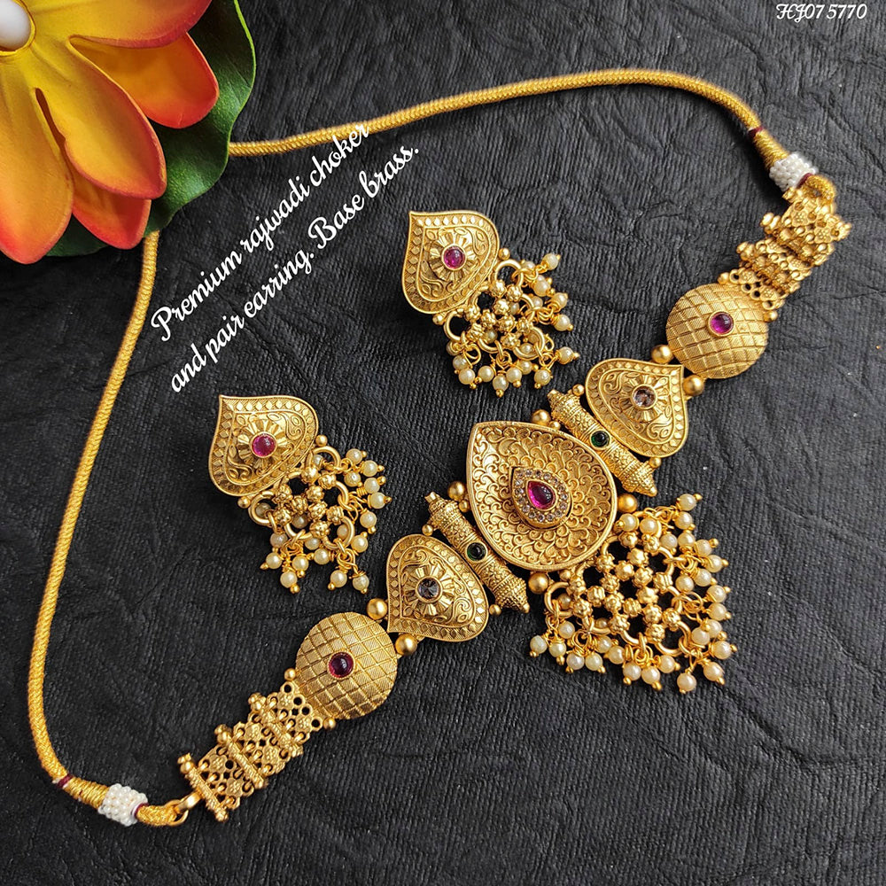 Heera Jewellers Crystal Stone Choker Necklace Set
