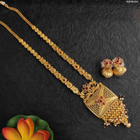 Heera Jewellers Gold Plated Pota Stone Haram Necklace Set