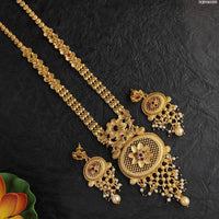 Heera Jewellers Gold Plated Pota Stone Haram Necklace Set