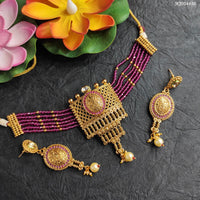 Heera Jewellers Gold Plated Austrian Stone Choker Necklace Set