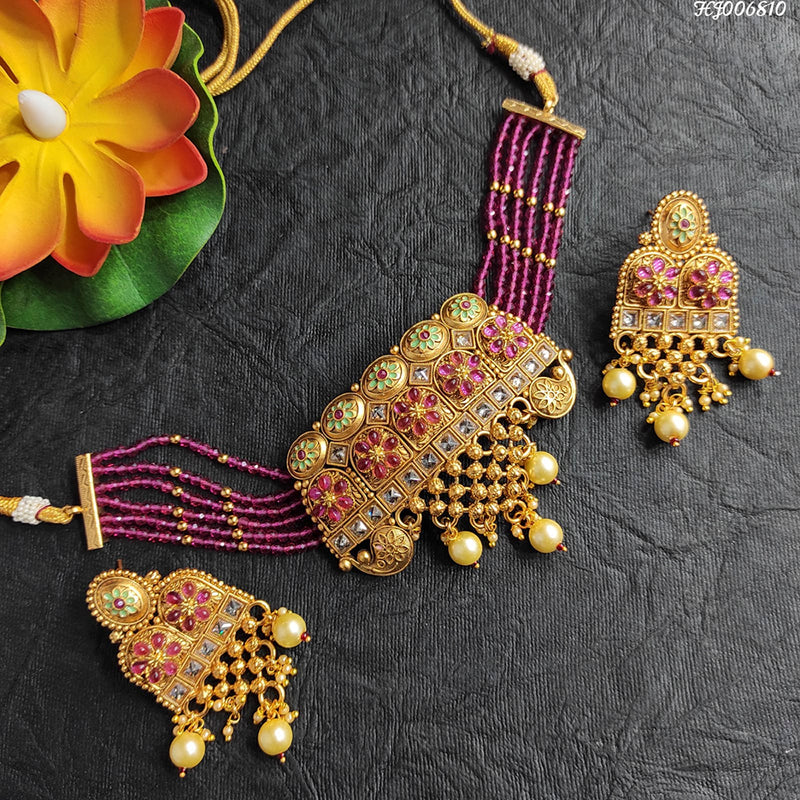 Heera Jewellers Kundan Stone Choker Necklace Set