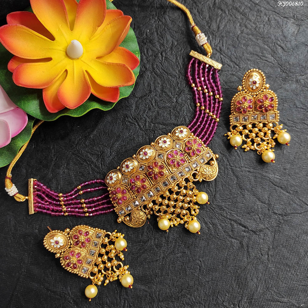 Heera Jewellers Kundan Stone Choker Necklace Set