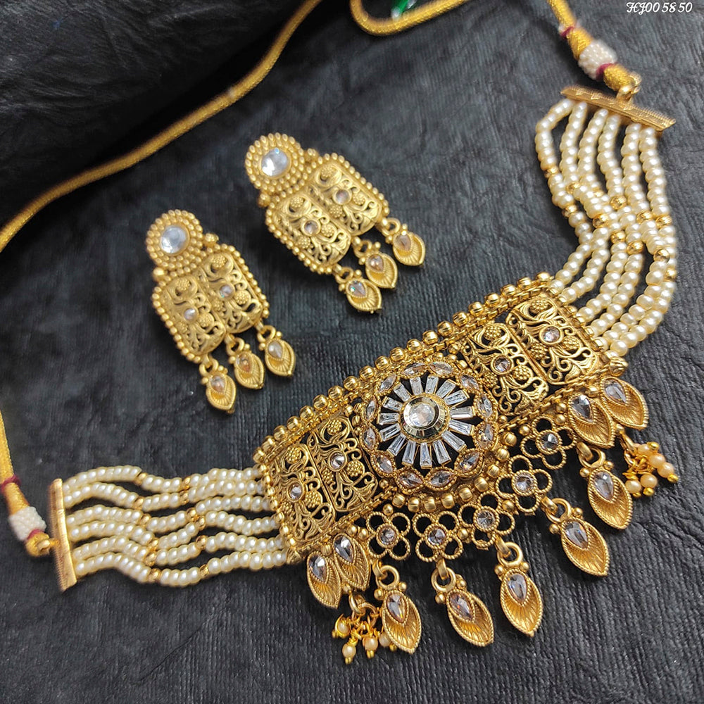 Heera Jewellers Crystal Stone Choker Necklace Set
