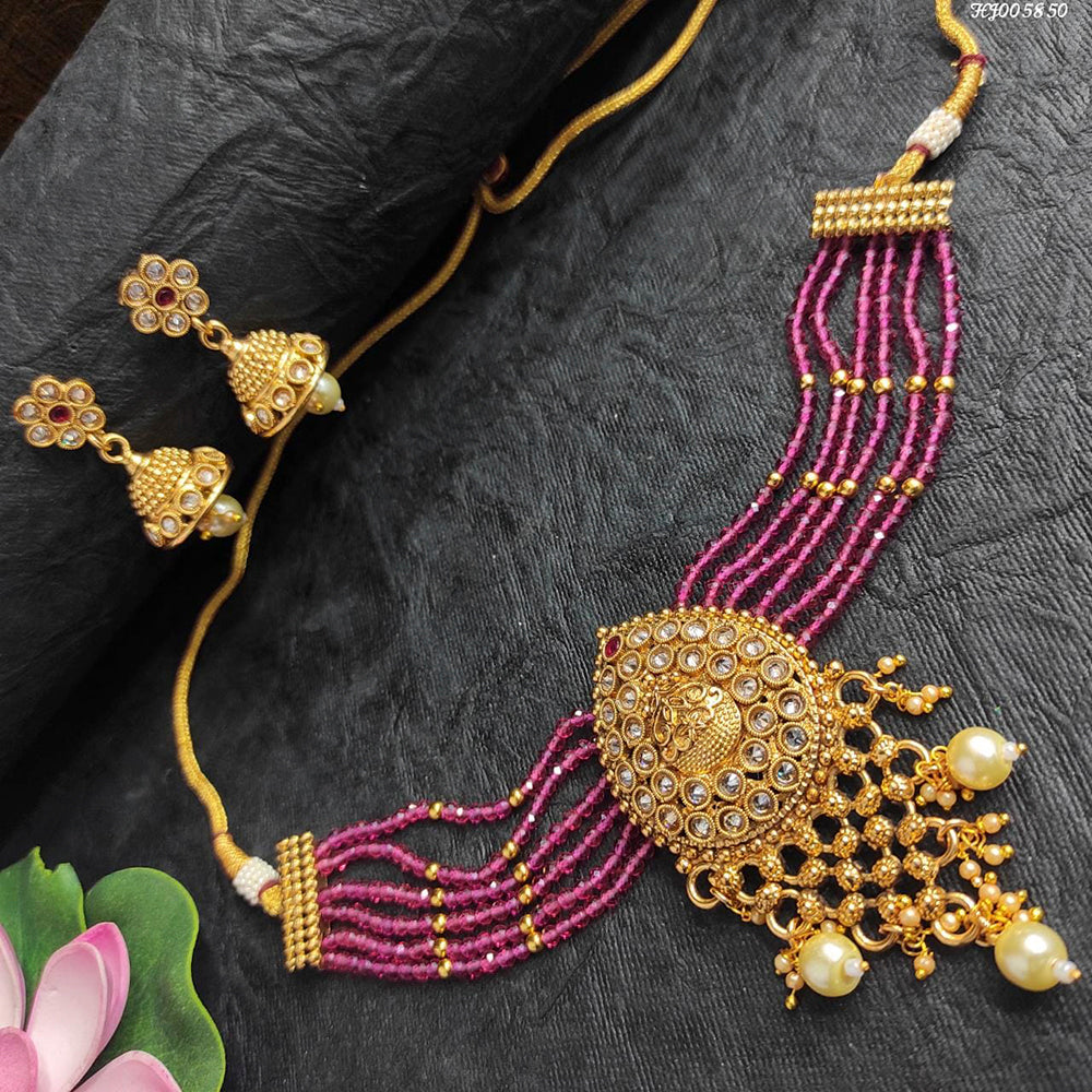 Heera Jewellers Crystal Stone Choker Necklace Set