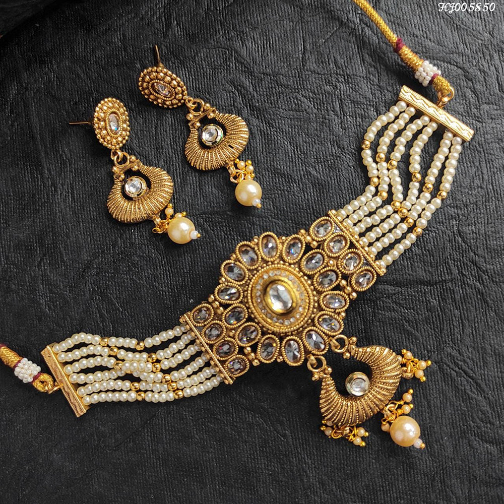 Heera Jewellers Crystal Stone Choker Necklace Set