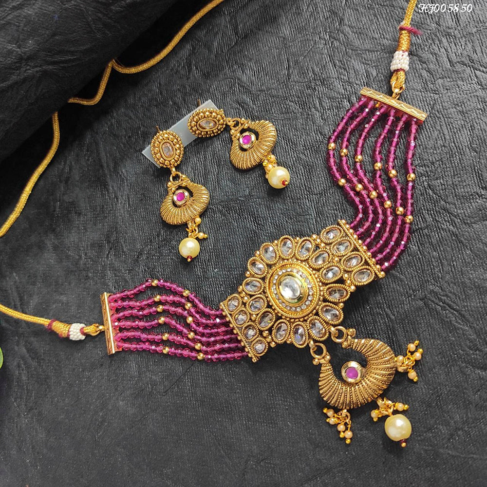 Heera Jewellers Crystal Stone Choker Necklace Set