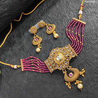 Heera Jewellers Crystal Stone Choker Necklace Set