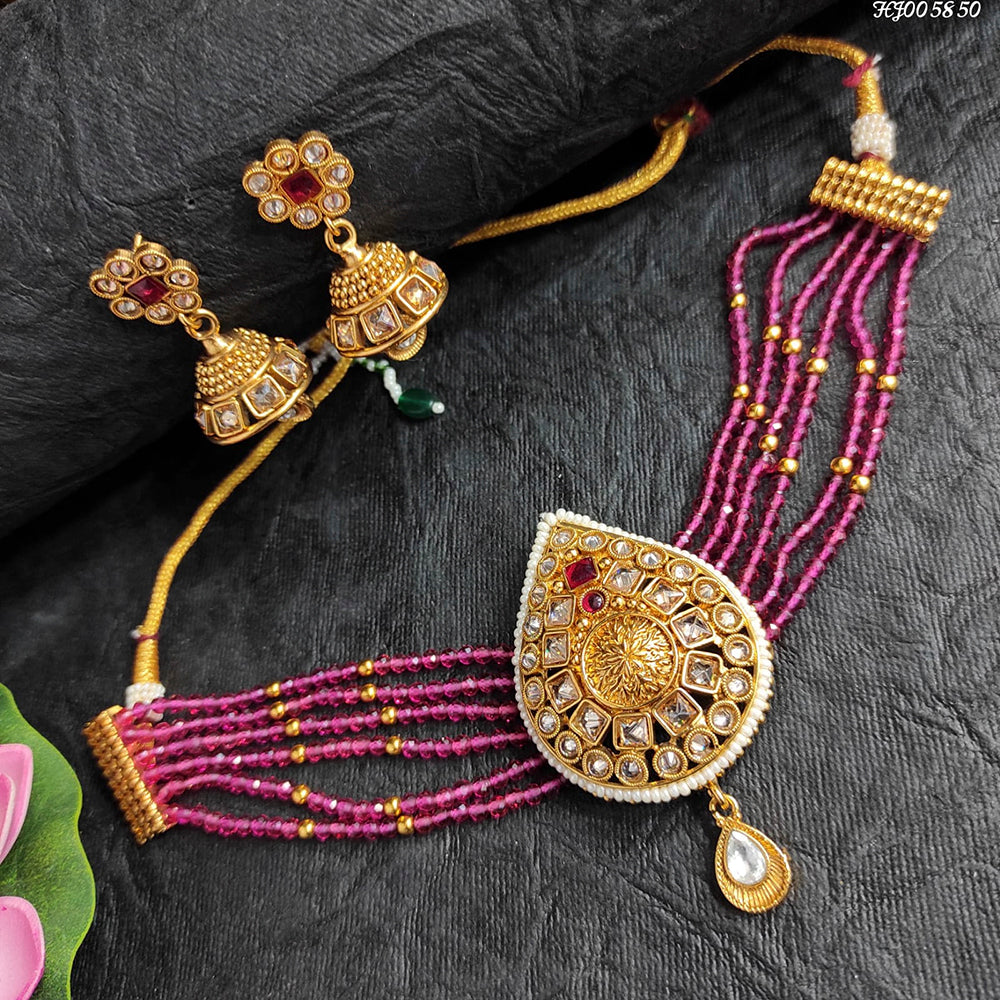 Heera Jewellers Crystal Stone Choker Necklace Set