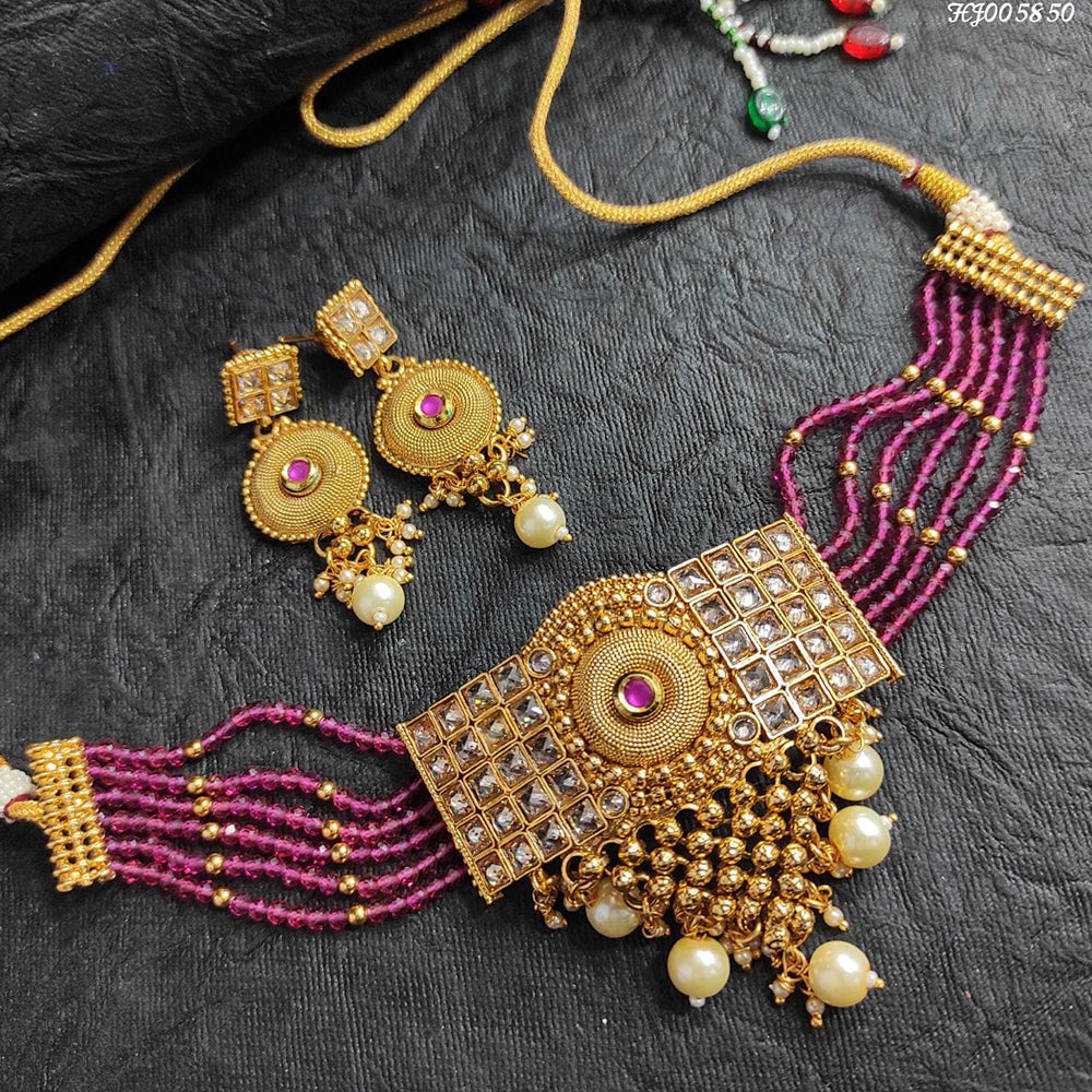 Heera Jewellers Crystal Stone Choker Necklace Set