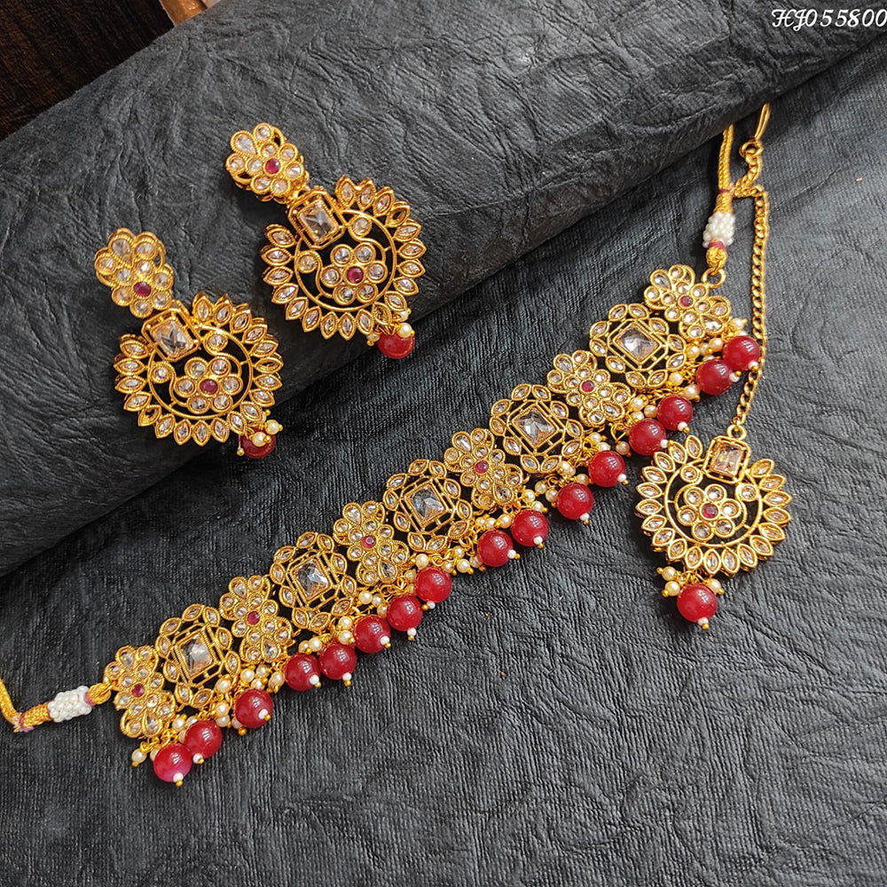 Heera Jewellers Reverse Ad Stone Choker Necklace Set