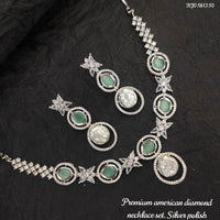 Heera Jewellers Silver Plated American Diamond Necklace Set