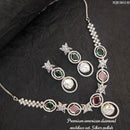 Heera Jewellers Silver Plated American Diamond Necklace Set