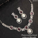 Heera Jewellers Silver Plated American Diamond Necklace Set