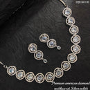 Heera Jewellers Silver Plated American Diamond Necklace Set