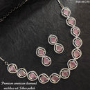 Heera Jewellers Silver Plated American Diamond Necklace Set