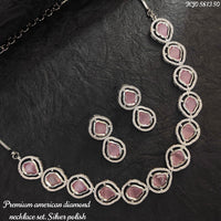 Heera Jewellers Silver Plated American Diamond Necklace Set