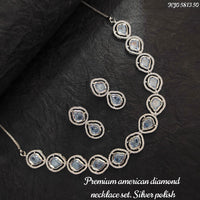 Heera Jewellers Silver Plated American Diamond Necklace Set