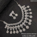 Heera Jewellers Silver Plated American Diamond Necklace Set