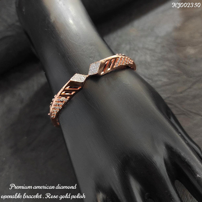 Heera Jewellers Rose Gold Plated AD Stone Openable Bracelet