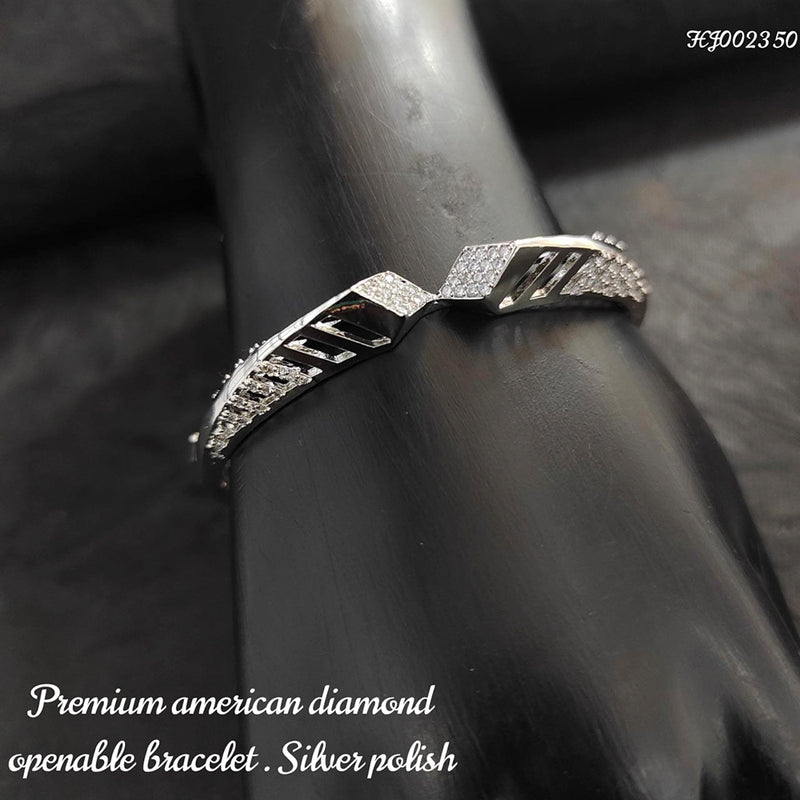 Heera Jewellers Silver Plated AD Stone Openable Bracelet