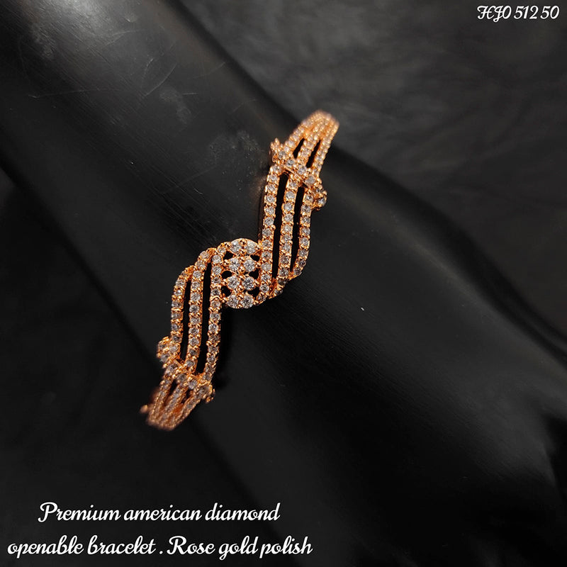 Heera Jewellers Rose Gold Plated AD Stone Openable Bracelet