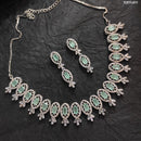 Heera Jewellers AD Stone Silver Plated Necklace Set