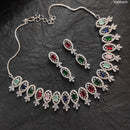Heera Jewellers AD Stone Silver Plated Necklace Set