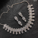Heera Jewellers AD Stone Silver Plated Necklace Set