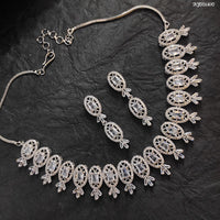 Heera Jewellers AD Stone Silver Plated Necklace Set