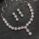 Heera Jewellers AD Stone Silver Plated Necklace Set