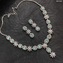 Heera Jewellers AD Stone Silver Plated Necklace Set