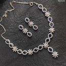 Heera Jewellers AD Stone Silver Plated Necklace Set